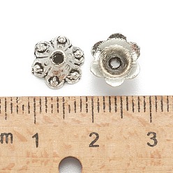 Antique Silver Tibetan Style Alloy Flower Bell Filigree Bead Caps, Antique Silver, 6x8.5mm, Hole: 1mm & 3mm