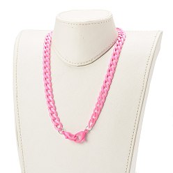 Rose Chaud Colliers gourmands personnalisés en acrylique, chaînes de lunettes, chaînes de sac à main, avec fermoirs à pince en plastique, rose chaud, 24 pouce (61 cm)