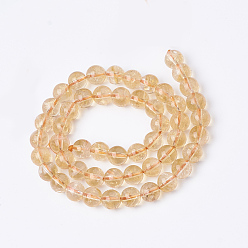 Citrine Grade A Natural Citrine Beads Strands, Round, 8mm, Hole: 1mm, about 50pcs/strand, 15.7 inch