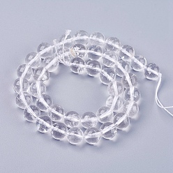 Clear Natural Quartz Crystal Beads Strands, Rock Crystal Beads, Round, Clear, 10mm, Hole: 1mm, about 38pcs/strand, 14.9 inch