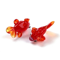 Red Handmade Lampwork Beads, Goldfish, Red, 28x15.5x16mm, Hole: 1.7mm