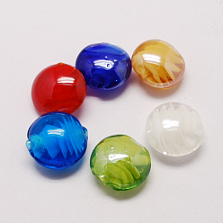 Couleur Mélangete Perles lampwork, perles au chalumeau, faits à la main, nacré, plat rond, couleur mixte, 20x10mm