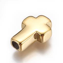 Золотой 304 из нержавеющей стали бусы, крестик, золотые, 14x10x4 мм, отверстие : 2.5 мм