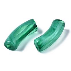 Green Acrylic Beads, Imitation Gemstone, Curved Tube, Green, 34.5x13x11mm, Hole: 3.5mm, about 155pcs/500g