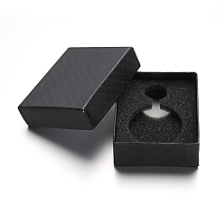 Черный Прямоугольные картонные коробки ювелирных изделий для карманных часов, чёрные, 82x71x31 мм