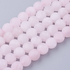Розовый Кварц Природного розового кварца нитей бисера, круглые, матовые, 10~10.5 мм, отверстие : 1.5 мм, около 38 шт / нитка, 15.3 дюйм (39 см)