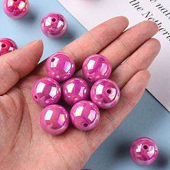 Camélia Perles acryliques opaques, de couleur plaquée ab , ronde, camélia, 20x19mm, Trou: 2~3mm, environ111 pcs / 500 g
