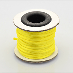 Yellow Macrame Rattail Chinese Knot Making Cords Round Nylon Braided String Threads, Satin Cord, Yellow, 2mm, about 10.93 yards(10m)/roll