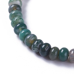 Agate Mousse Nylon réglable bracelets cordon tressé de perles, avec des perles d'agate de mousse naturelle, 2-1/4 pouces ~ 2-7/8 pouces (5.8~7.2 cm)