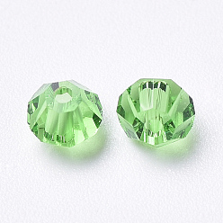 Lime Green Imitation 5301 Bicone Beads, Transparent Glass Faceted Beads, Lime Green, 4x3mm, Hole: 1mm, about 720pcs/bag
