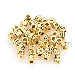 Antique Golden Tibetan Style Alloy Spacer Beads, Cube, Antique Golden, Lead Free & Cadmium Free & Nickel Free, 4.5x4.5x4.5mm, Hole: 2.5mm