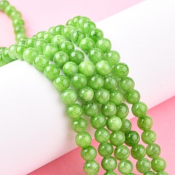 Light Green Natural Mashan Jade Round Beads Strands, Dyed, Light Green, 6mm, Hole: 1mm, about 69pcs/strand, 15.7 inch