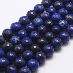 Lapis Lazuli Lapis-lazuli, brins de perles naturels , teint, facette, ronde, 8mm, Trou: 1mm, Environ 44 pcs/chapelet, 14.9 pouces ~ 15.1 pouces