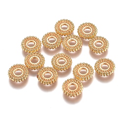 Golden Rack Plating Alloy Spacer Beads, Flat Round, Long-Lasting Plated, Golden, 7.5x2mm, Hole: 2.5mm