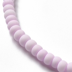 Plum Handmade Frosted Porcelain Beads, Flat Round, Plum, 4x3mm, Hole: 0.8mm, about 134pcs/strand, 15.55 inch(39.5cm)