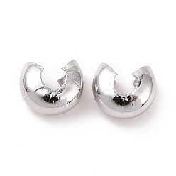 Platinum Iron Crimp Beads Covers, Nickel Free, Platinum, 5mm In Diameter, Hole: 1.5~1.8mm