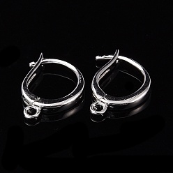 Platinum Rhodium Plated 925 Sterling Silver Leverback Earring Findings, wit Loop, Platinum, 14x10x2mm, Hole: 1.4mm, Pin: 0.7mm