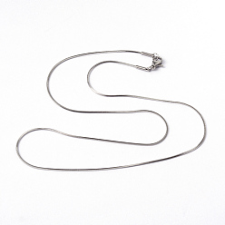 Stainless Steel Color 304 Stainless Steel Snake Chain Necklaces, with Lobster Claw Clasps, Stainless Steel Color, 17.5 inch(44.5cm)