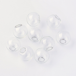 Прозрачный Круглые механизированные бутылки с выдувным стеклянным шаром, для серег или поделок, прозрачные, 11~12 мм, половину отверстия: 3~5 мм