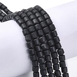 Noir Polymère main brins d'argile de perles, colonne, noir, 6.5x6mm, Trou: 1.2mm, Environ 61 pcs/chapelet, 15.75 pouce (40 cm)