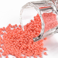 Light Coral 11/0 Grade A Round Glass Seed Beads, Baking Paint, Light Coral, 2.3x1.5mm, Hole: 1mm, about 48500pcs/pound
