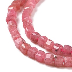 Rhodochrosite Natural Rhodochrosite Beads Strands, Faceted, Cube, 2.5x2.5x2.5mm, Hole: 0.5mm, about 186~188pcs/strand, 15.16~15.35 inch(38.5~39cm)