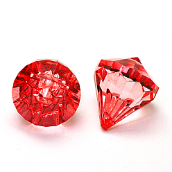 Red Transparent Acrylic Pendants for Curtains, Faceted, Drop, Red, 44x36mm, Hole: 3mm, about 20~21pcs/485~500g