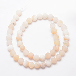 Navajo White Natural Druzy Geode Agate Bead Strands, Frosted, Round, Dyed & Heated, Grade A, Navajo White, 8mm, Hole: 1mm, about 47pcs/strand, 15 inch