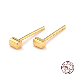 Золотой Минималистский прямоугольник 925 серьги-гвоздики из стерлингового серебра, изящные серьги для девушек, золотые, 2x3 мм, штифты : 1 мм