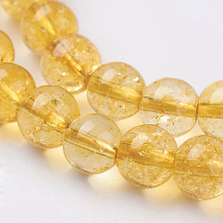 Citrine Synthetic Citrine Beads Strands, Round, Dyed & Heated, 6mm, Hole: 0.8mm, about 67pcs/strand, 15.5 inch