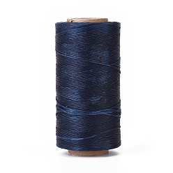 Прусский Синий Вощеный шнур полиэстера, микро шнур макраме, вощеная швейная нить, плоский, берлинская лазурь, 0.8 мм, около 284.33 ярдов (260 м) / рулон