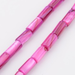 Rose Foncé Shell normal de perles brins, teint, colonne, rose foncé, 8x4mm, Trou: 0.5mm, Environ 50 pcs/chapelet, 15.7 pouce