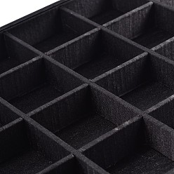 Черный Деревянные прямоугольного параллелепипеда ювелирные презентация ящики, покрыты тканью, 24 compertments, чёрные, 35x24x3 см