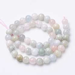 Morganite Chapelets de perles morganite naturelles  , ronde, 8x7.5mm, Trou: 1mm, Environ 46~49 pcs/chapelet, 15.5 pouce