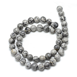 Map Stone Natural Map Stone/Picasso Stone/Picasso Jasper Beads Strands, Round, 10mm, Hole: 1.4mm, about 42pcs/strand, 14.96 inch