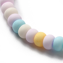 Colorful Handmade Frosted Porcelain Beads, Flat Round, Colorful, 4x3mm, Hole: 0.8mm, about 134pcs/strand, 15.55 inch(39.5cm)