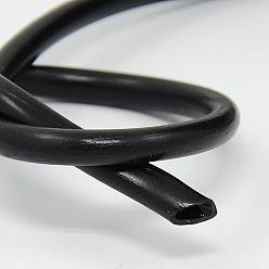 Black Synthetic Rubber Cord, Hollow, with White Plastic Spool, Black, 5mm, Hole: 3mm, about 10.93 yards(10m)/roll