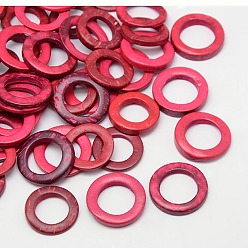 Tomato Dyed Wood Jewelry Findings Coconut Linking Rings, Tomato, 20~23x2~5mm