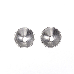 Stainless Steel Color 201 Stainless Steel Bead Caps, Round, Stainless Steel Color, 4x1.2mm, Hole: 1mm