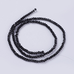 Black Opaque Solid Color Glass Bead Strands, Imitation Jade, Faceted, Rondelle, Black, 3x2mm, Hole: 0.8mm, about 185~190pcs/strand, 14.9~17.3 inch(38~44cm)