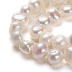 Bisque Natural Cultured Freshwater Pearl Beads Strands, Potato, Bisque, 5~6x6~7mm, Hole: 0.8mm, about 55~60pcs/strand, 13.39 inch(34cm)