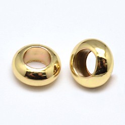 Golden Brass Flat Round Spacer Beads, Golden, 7x3mm, Hole: 3.5mm