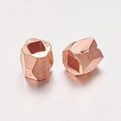Rose Gold Brass Spacer Beads, Faceted, Column, Rose Gold, 3x3mm, Hole: 1.5mm
