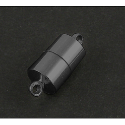 Черный Цвет Металла Латунные магнитные застежки с петлями, колонка, без никеля , металлический черный , 17x7 мм, отверстие : 1.5 мм