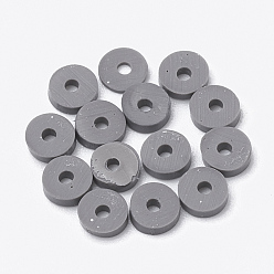 Gray Eco-Friendly Handmade Polymer Clay Beads, Disc/Flat Round, Heishi Beads, Gray, 3x1mm, Hole: 1mm, about 380~400pcs/strand, 17.7 inch