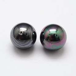 Black Shell Pearl Beads, Grade A, Round, Half Drilled, Black, 8mm, Hole: 1mm
