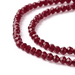 Brun Chapelets de perles en verre transparentes  , facette, ronde, brun, 2mm, Trou: 0.6mm, Environ 182~201 pcs/chapelet, 14.57~15.24 pouce ((37~38.7 cm)