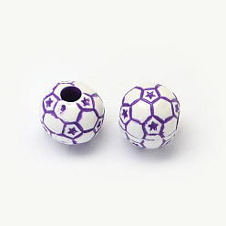 Mixed Color FootBall/Soccer Ball Craft Style Acrylic Beads, Sports Beads, Mixed Color, 12mm, Hole: 4mm, about 580pcs/500g