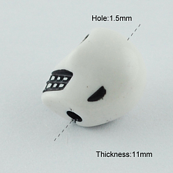 White Antique Acrylic Beads, Skull, White, 13x10x11mm, Hole: 1.5mm, about 600pcs/500g