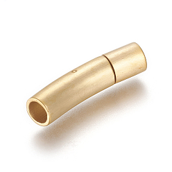 Matte Gold Color 304 Stainless Steel Bayonet Clasps, Column, Matte Gold Color, 28~28.7x7x8mm, Hole: 5mm